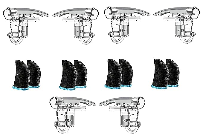FKU [3PAIR] 5.56 Mobile Game Controller Trigger Aim Button & [4PAIR] Finger Slee